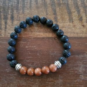 Mother Nature Natural Lava & Brown Glittery Beaded Healing Stretch Brace…